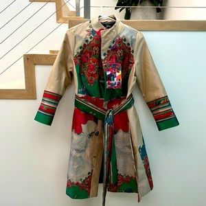 New trench coat by Desigual size 44 - Large, multi colors, boho eclectic.